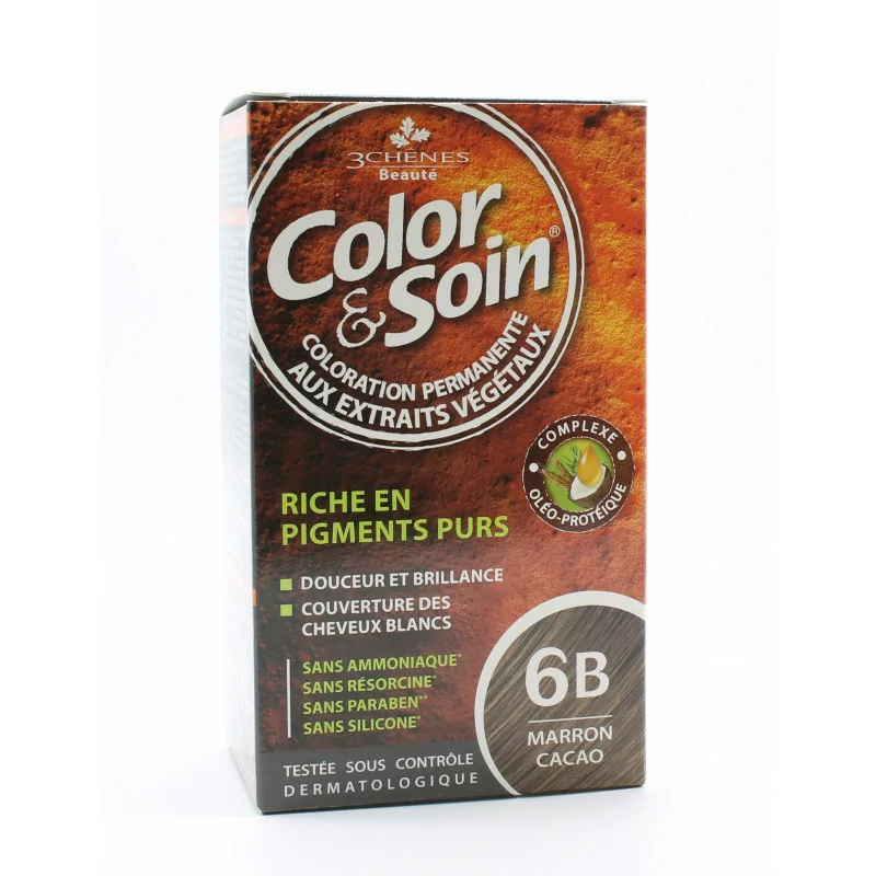 3 ChĂȘnes Color&Soin Coloration Permanente 6B Marron Cacao