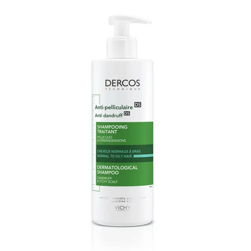 VICHY Dercos Anti-pelliculaire DS Shampooing Traitant Cheveux Normaux à Gras 390ml
